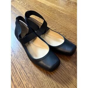 Jessica Simpson Black Square Toe Elastic Strap Flats - excellent shape